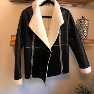 Faux leather jacket with fur